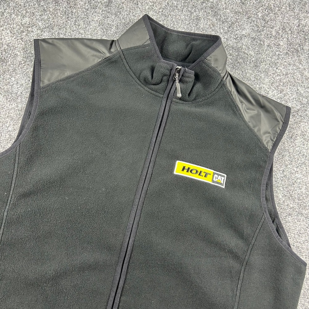 Cutter & Buck Vest Mens XL Black Fleece Holt CAT Spark Systems Full Zip MC009842